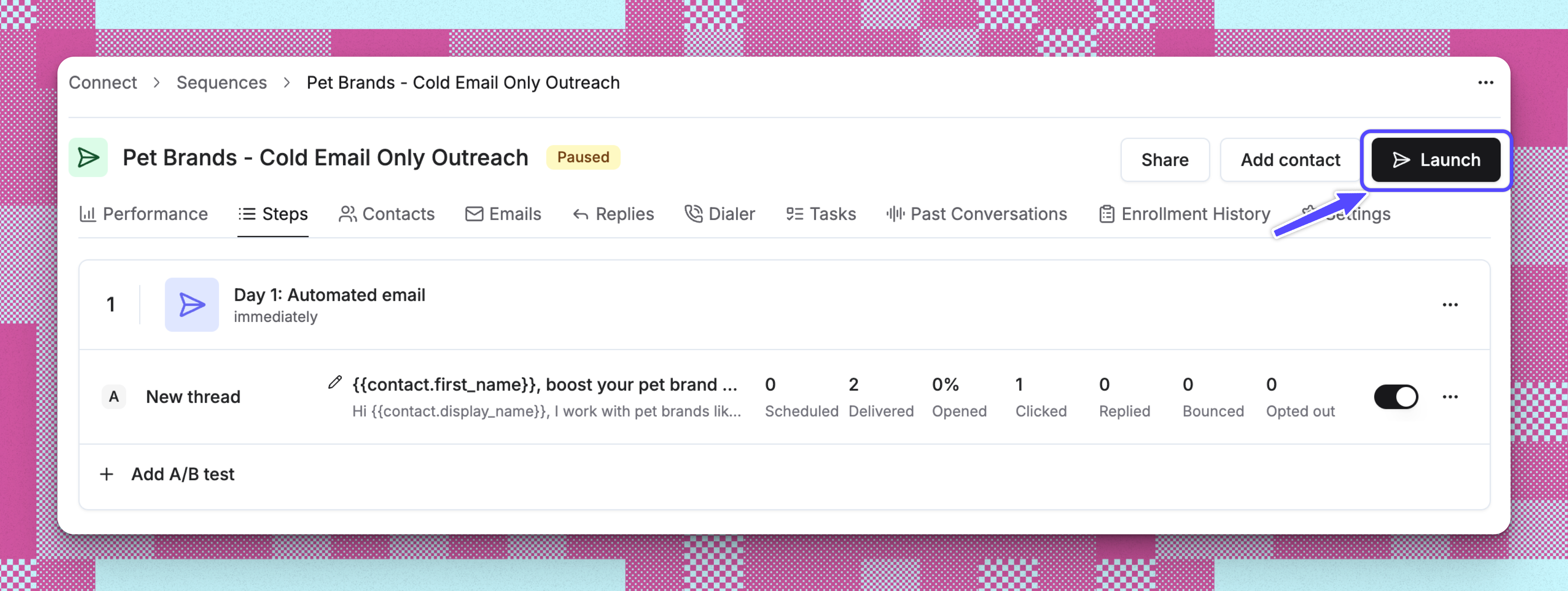 Sequences Create Launch Pn