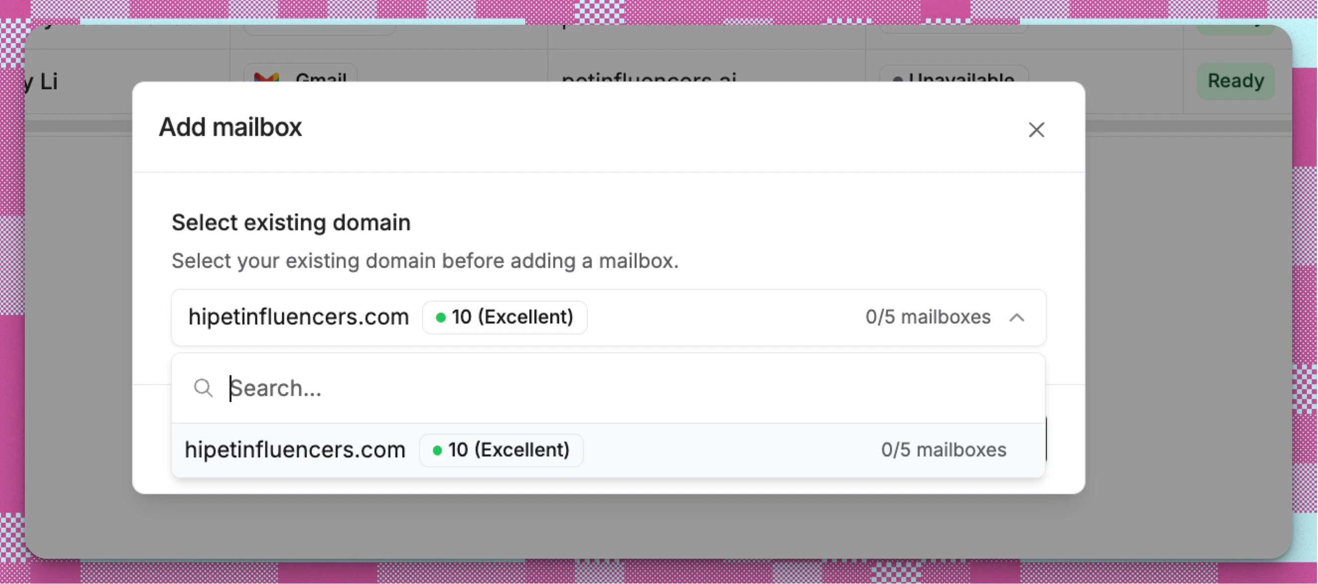 Mailbox Set Up Choose Domain Pn