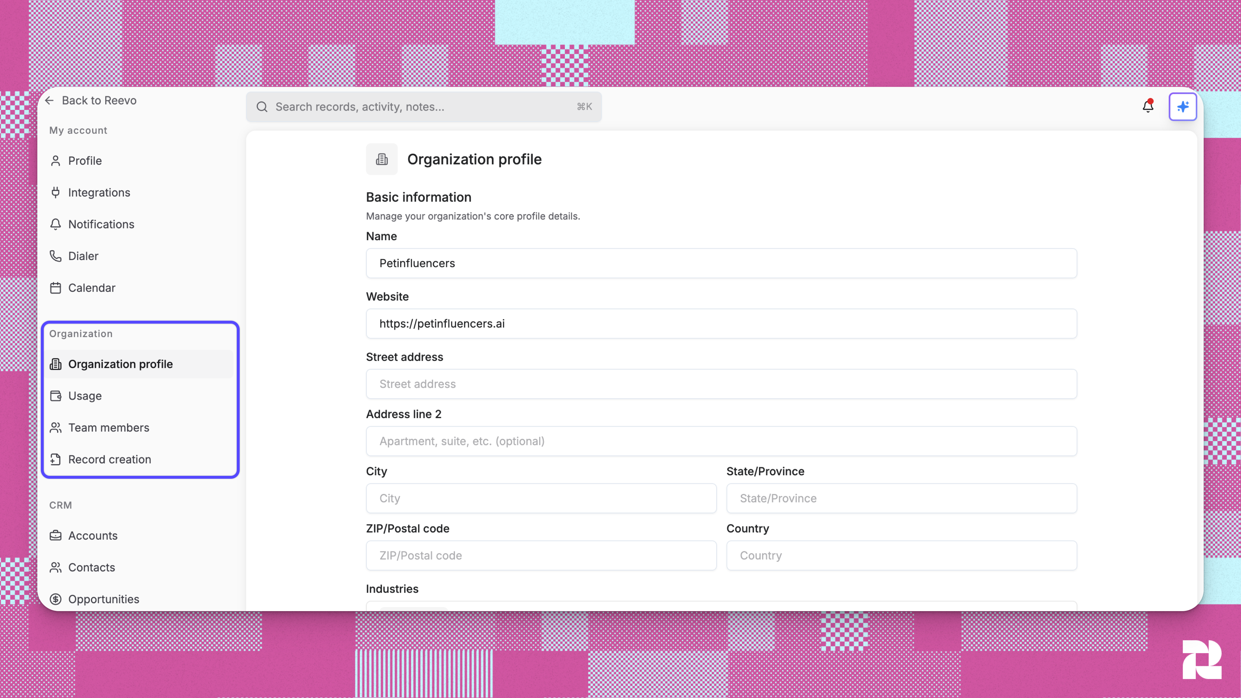 Organizational Settings Navigation Pn