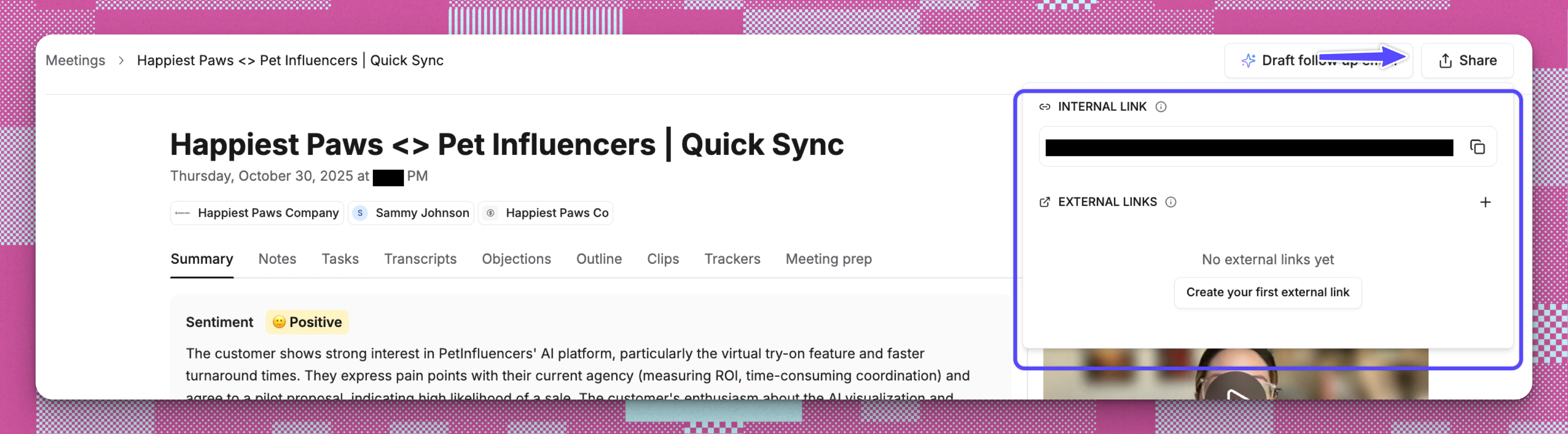 Meeting Recording Share Button