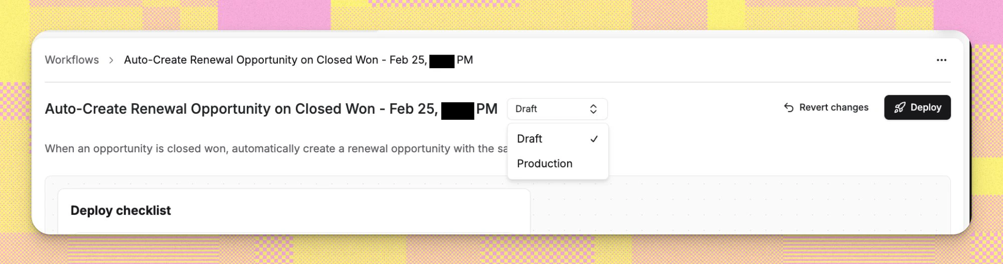 Workflow Builder Create Draft