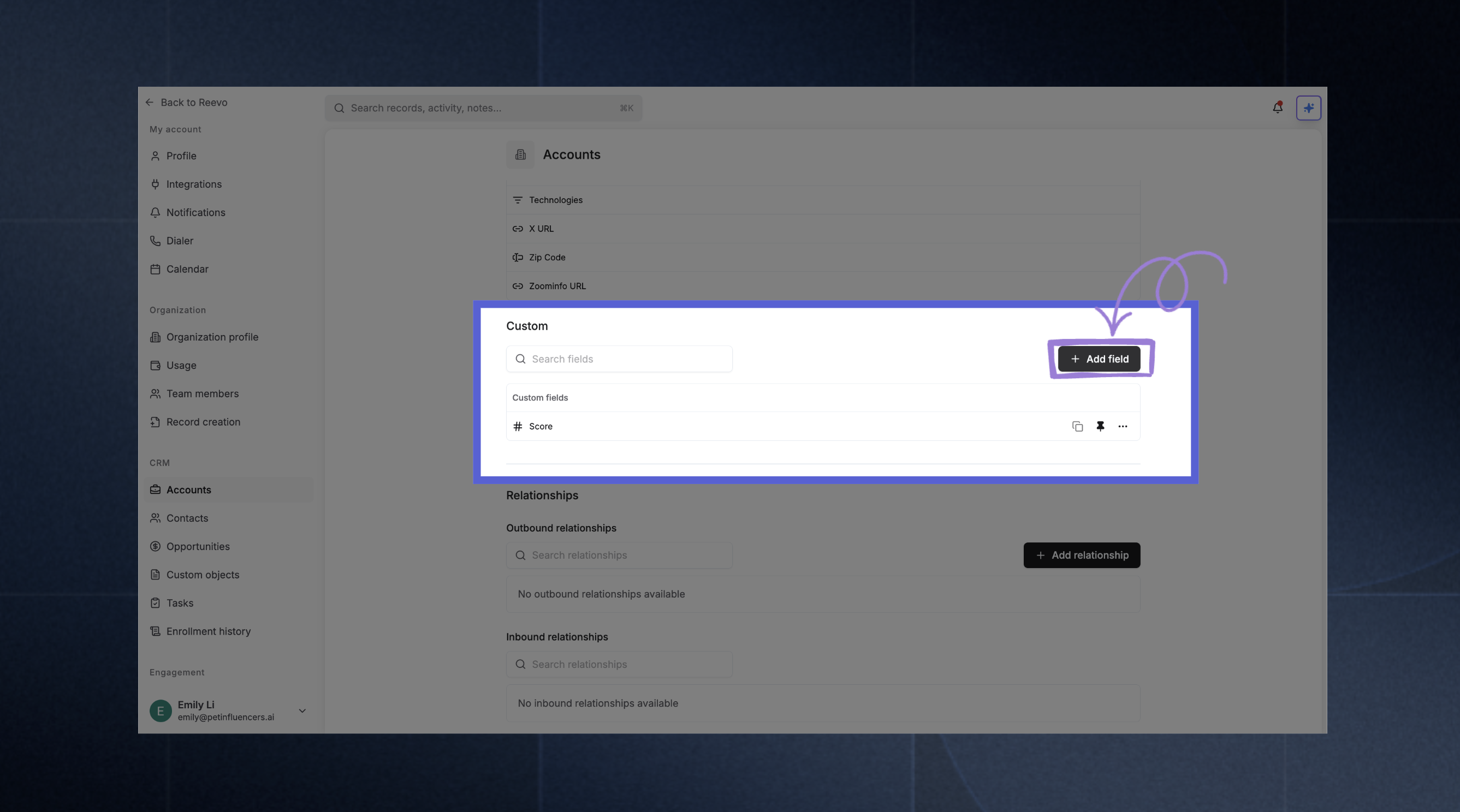 Custom Fields - Reevo Knowledge Base