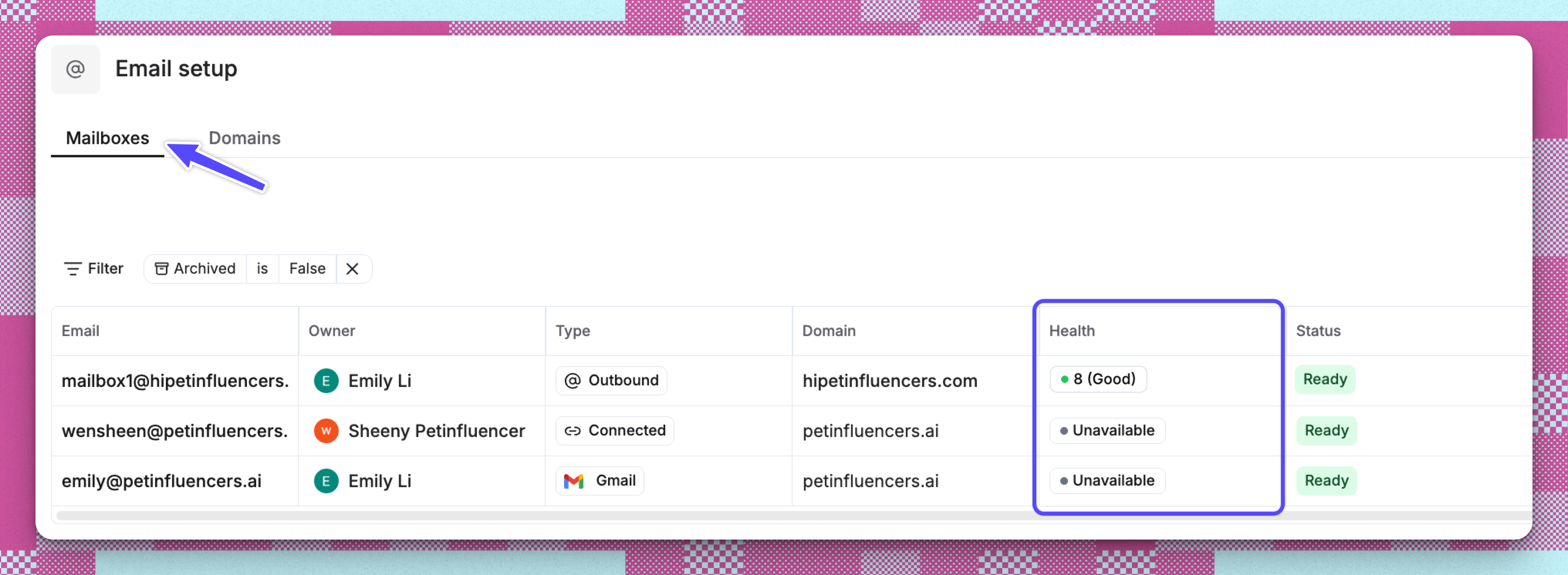 Mailbox Health Status