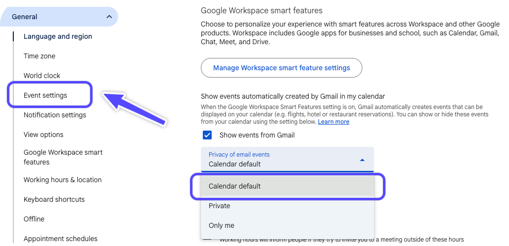 Scheduling Links Google Events Pn
