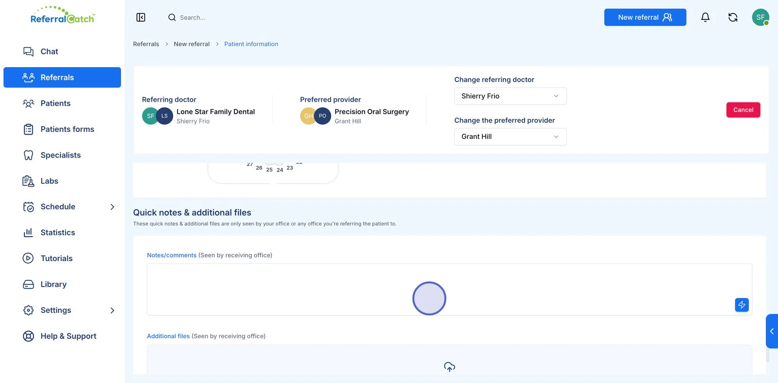 Quick notes and additional files section