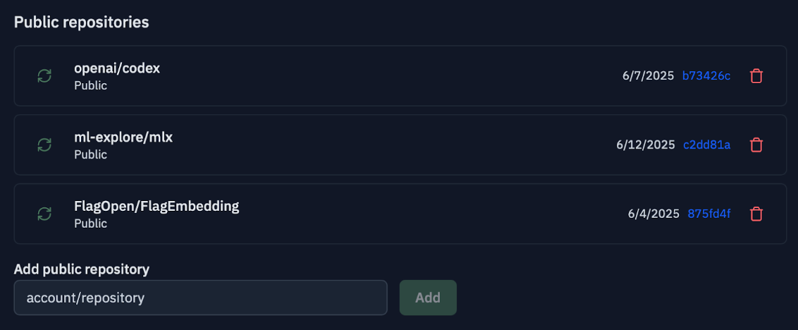 Add public repository link field in Settings screen