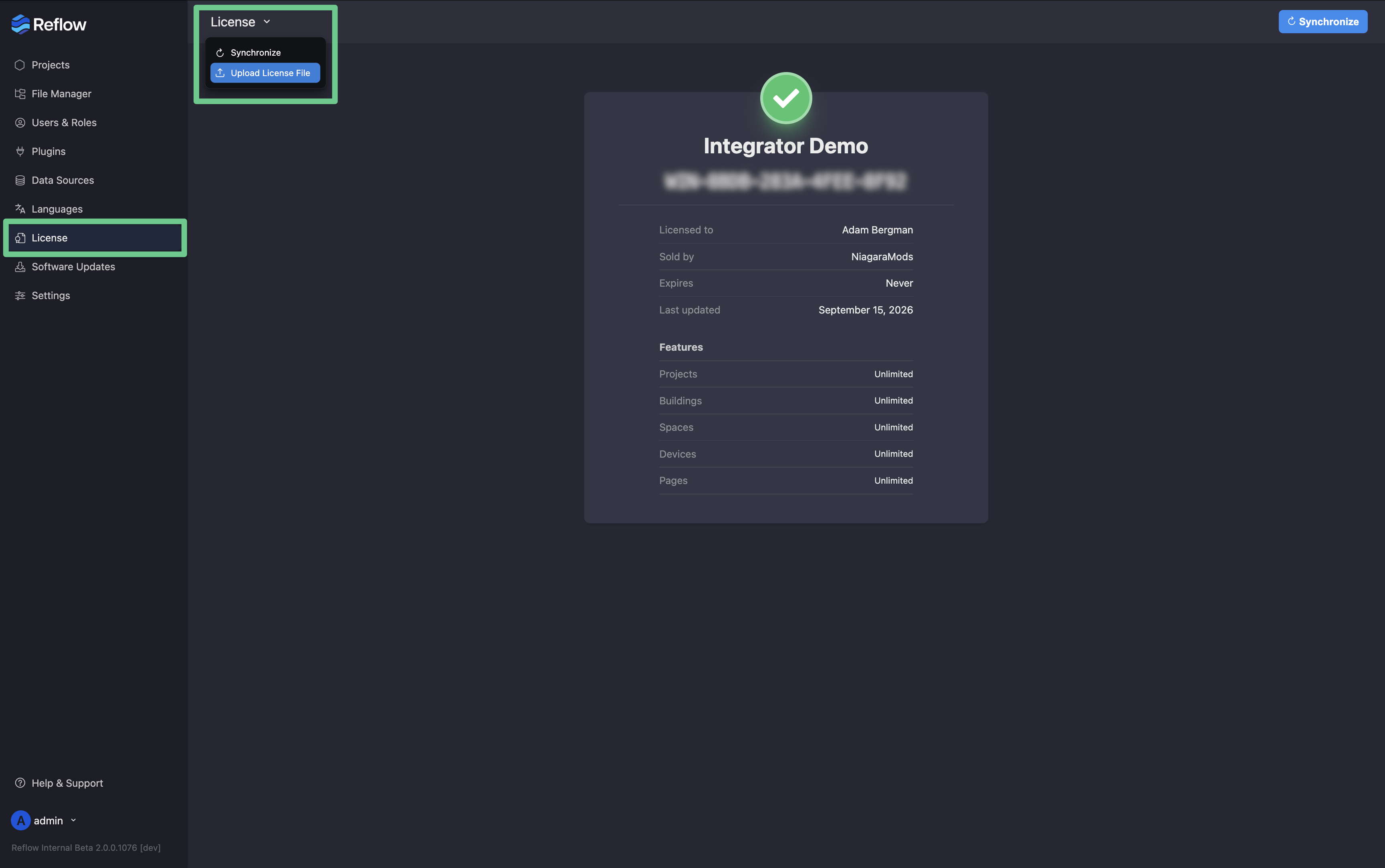 Upload License