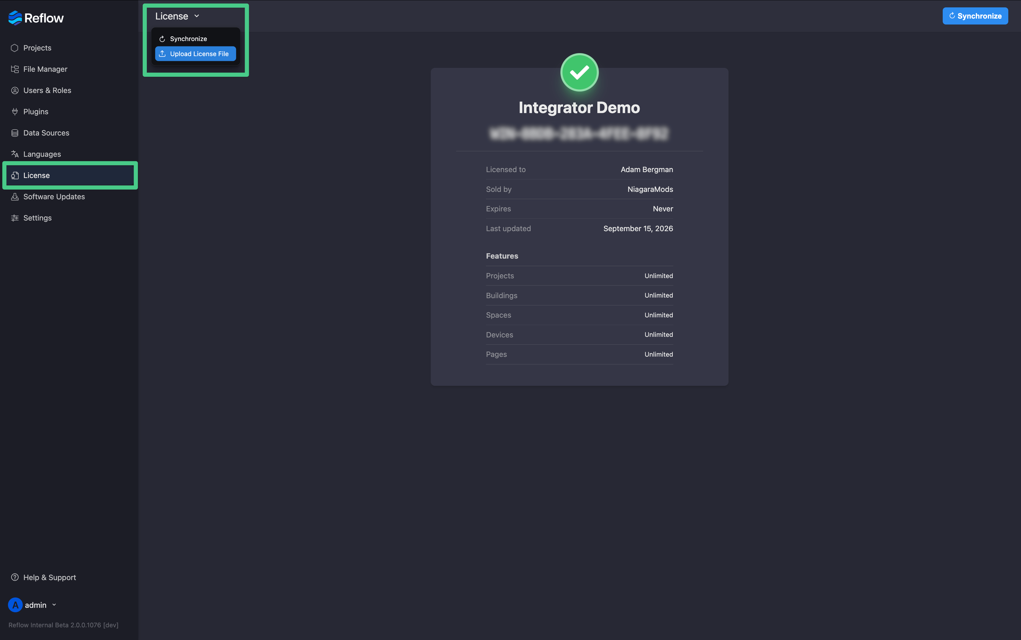 Upload License