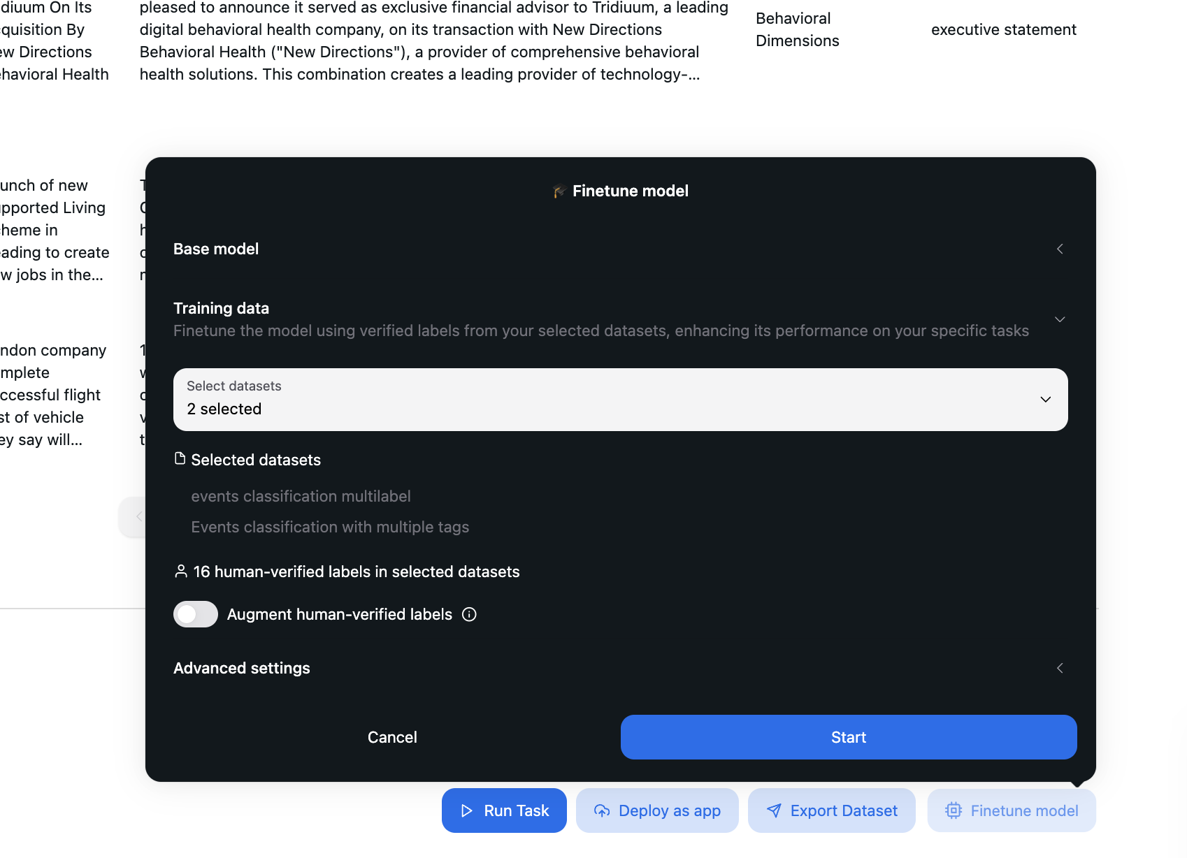 Finetuning Workflow Step 2