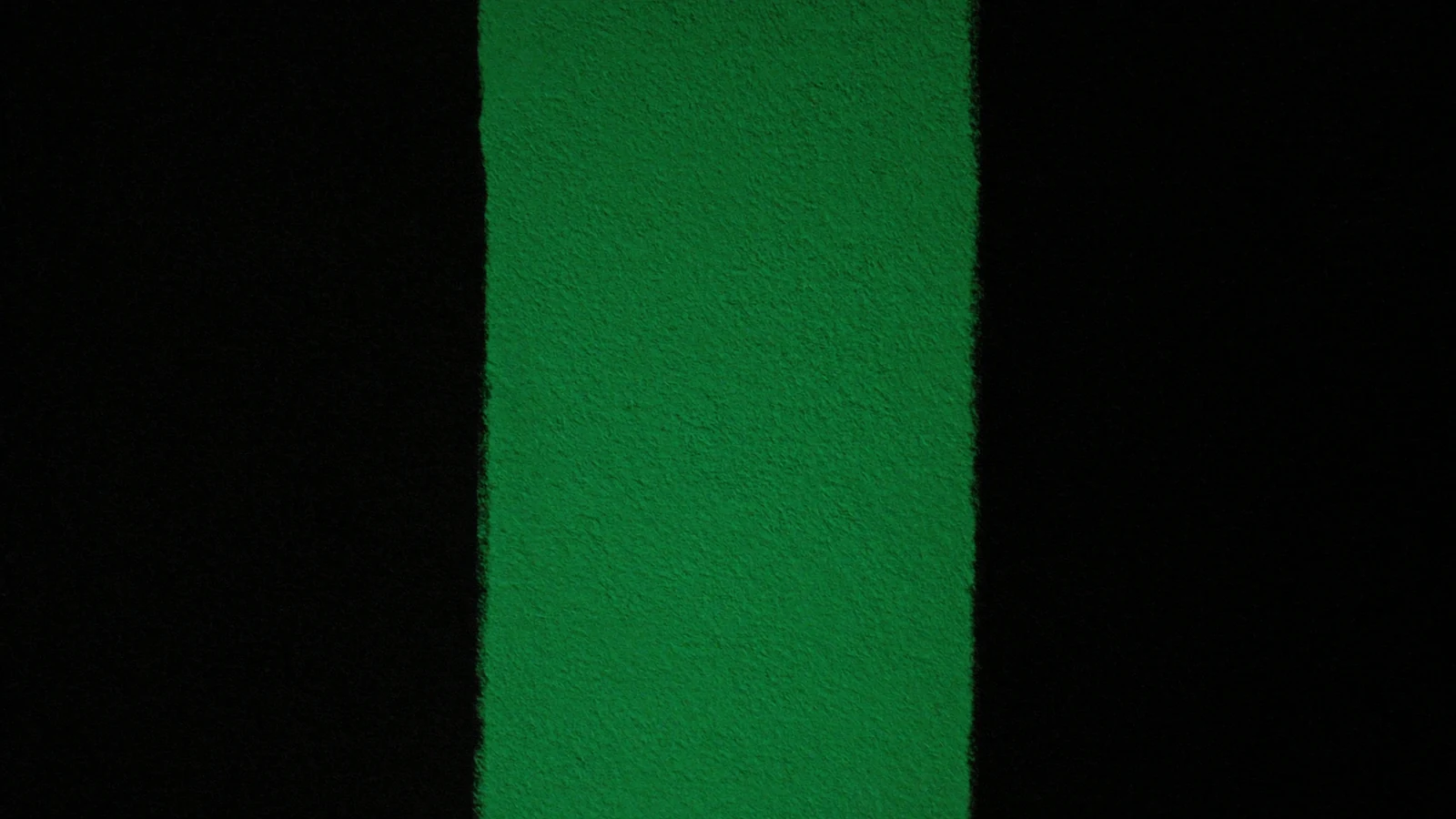 A matte surface divided into three unequal zones, the central one lit in green
