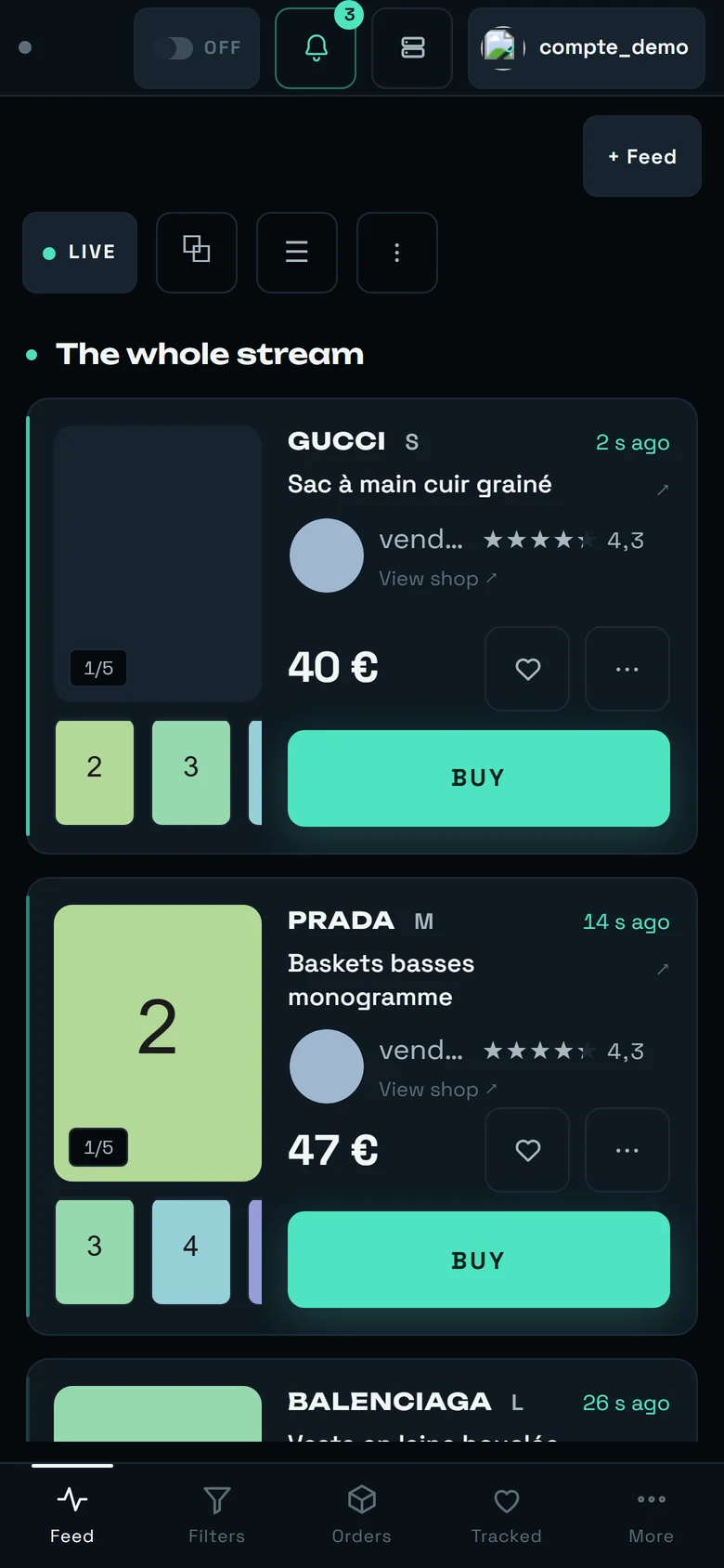 rega's dashboard on a phone screen