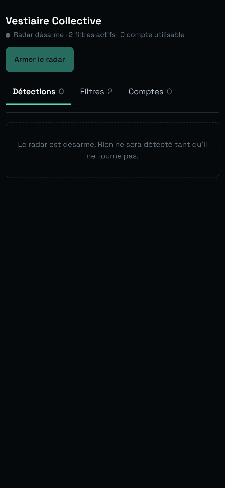 L'écran Vestiaire Collective sur téléphone