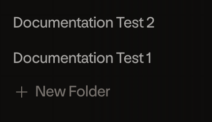 The folder list on the dashboard, with the New Folder button