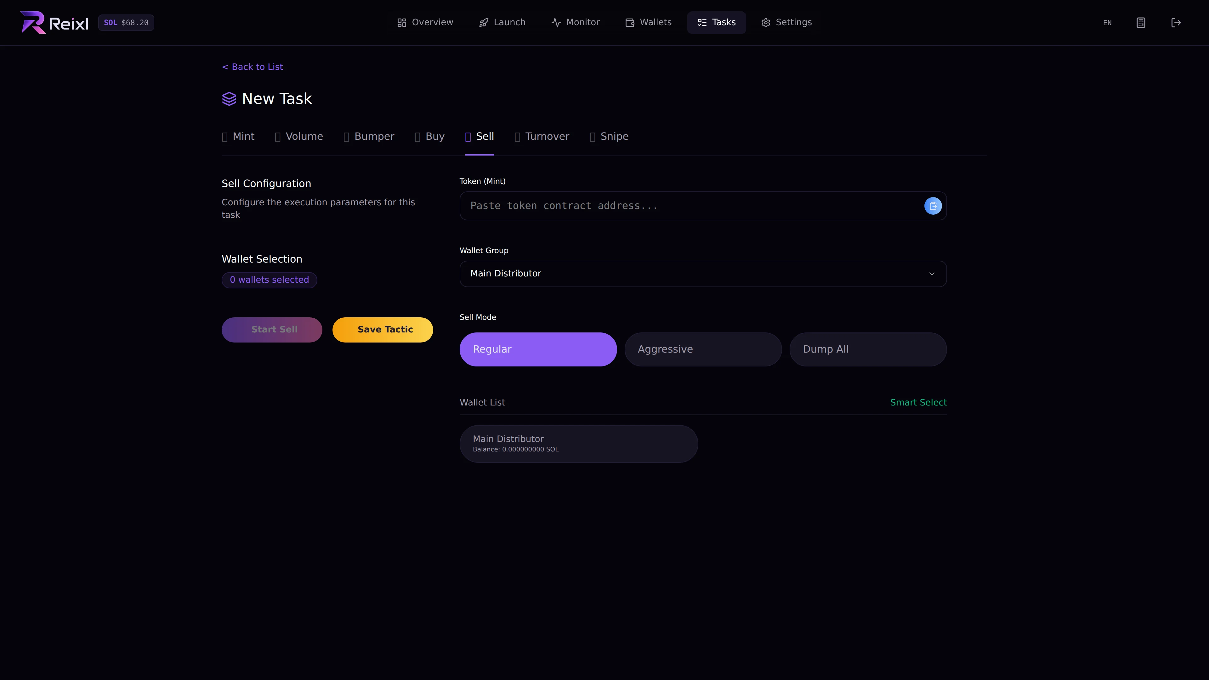 Sell task composer