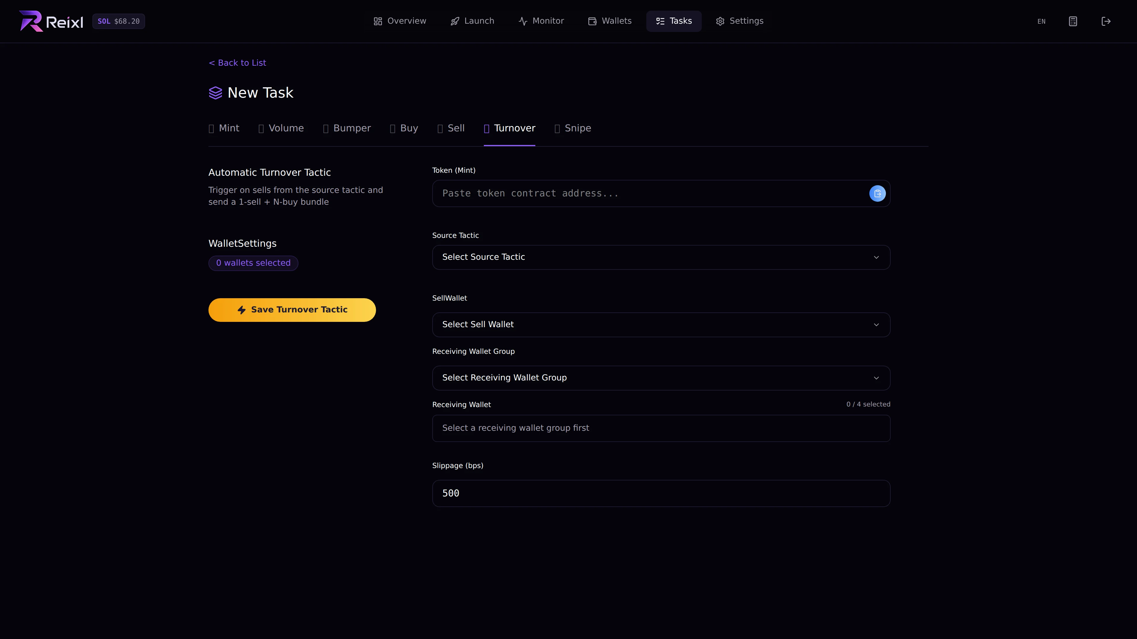 Turnover task composer