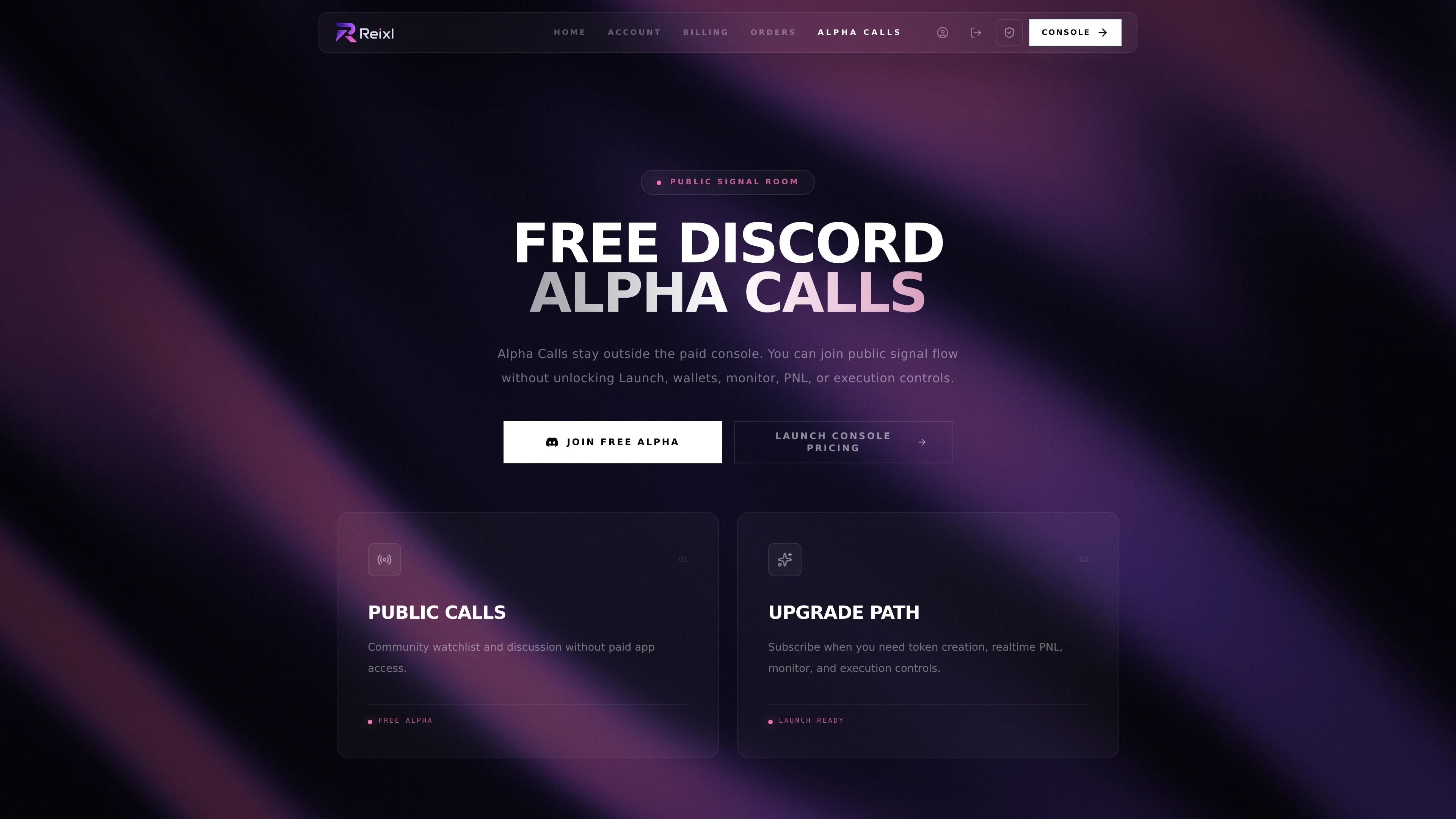 Alpha Calls page