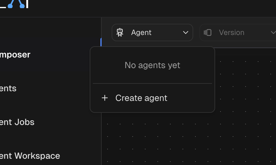 Creating a new agent in the Agent Composer