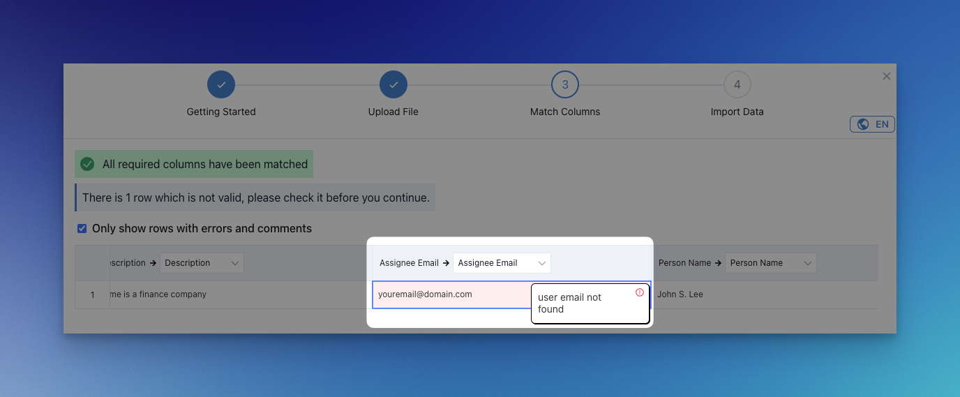 Relate Data Import error