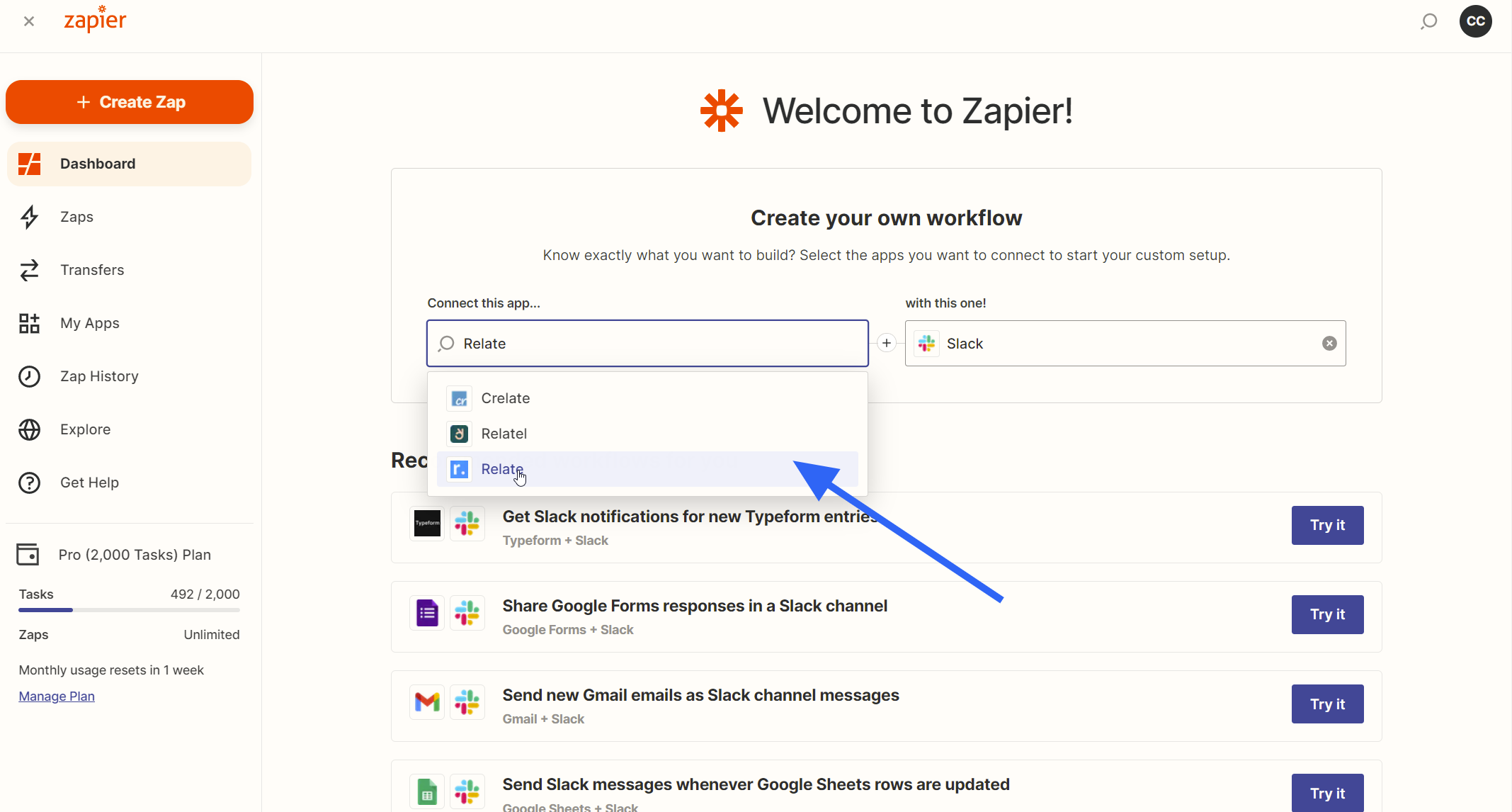 Connect Relate to Zapier