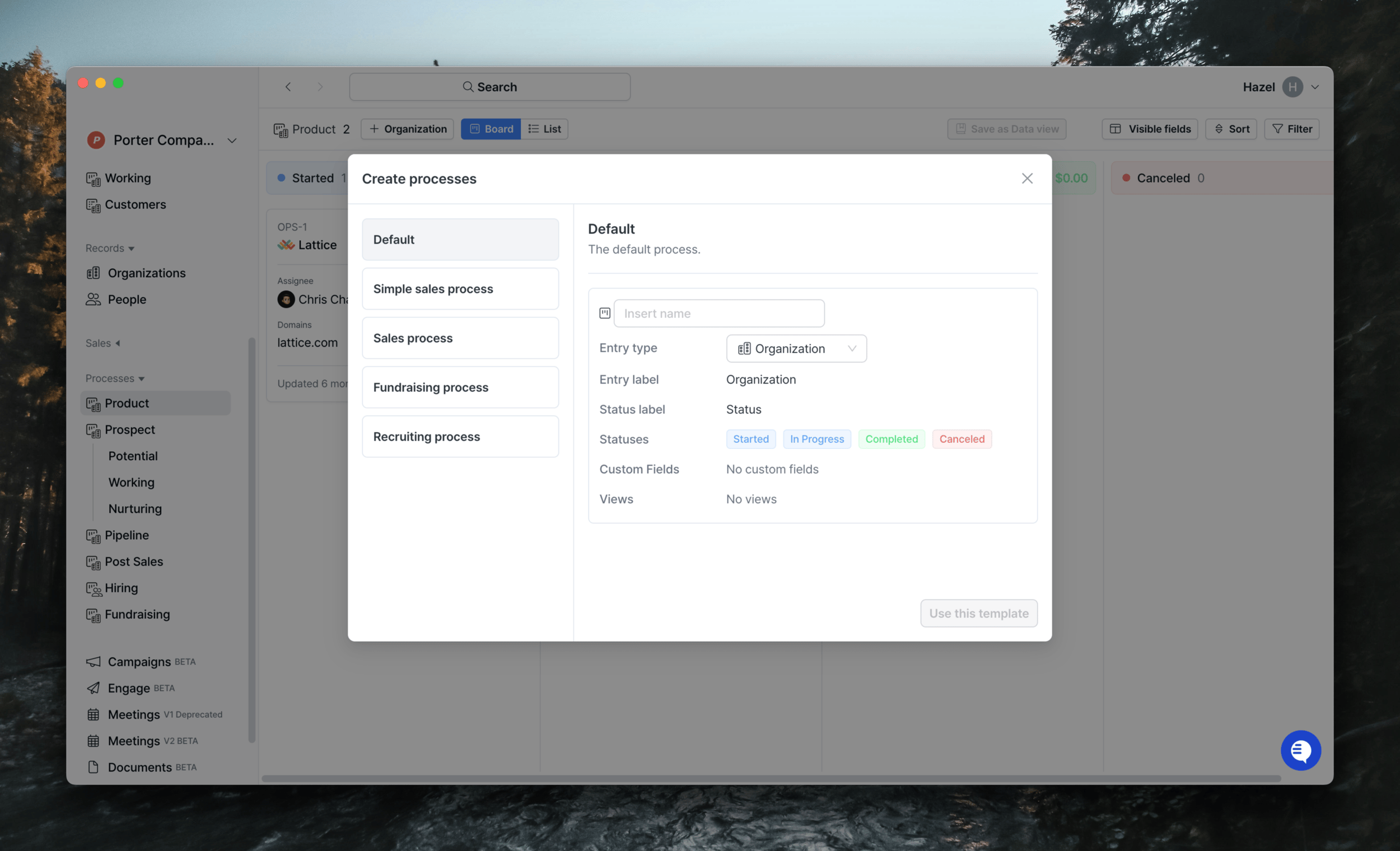 Default Process | Relate Documentation