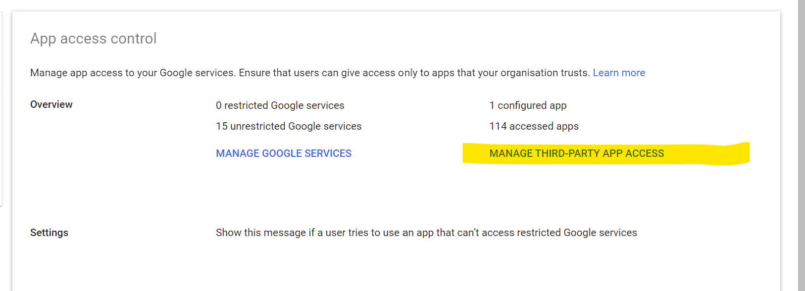 Manage Third Party App Access