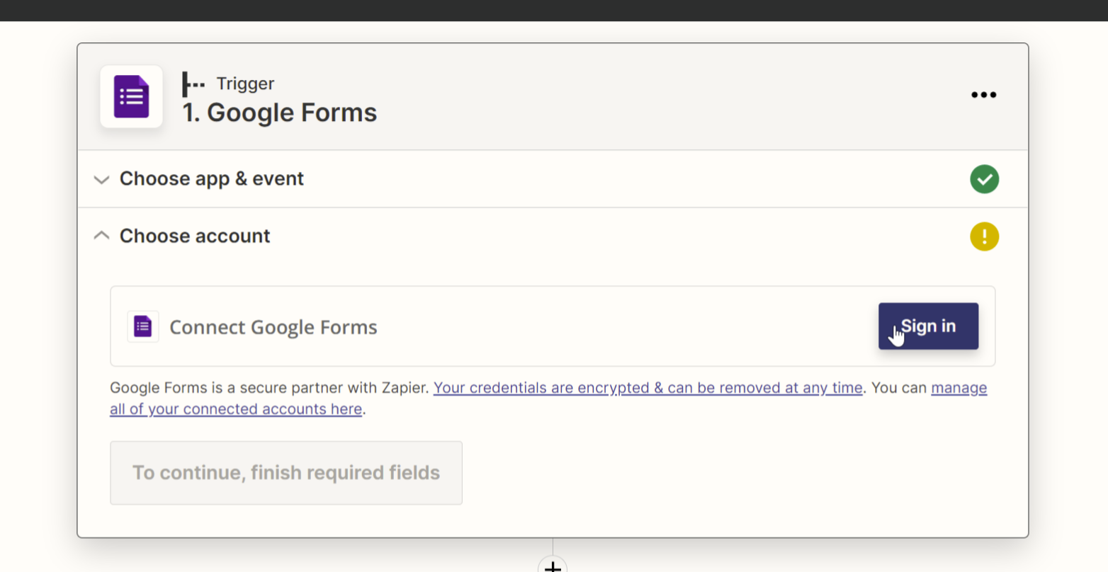 Sign into Google forms