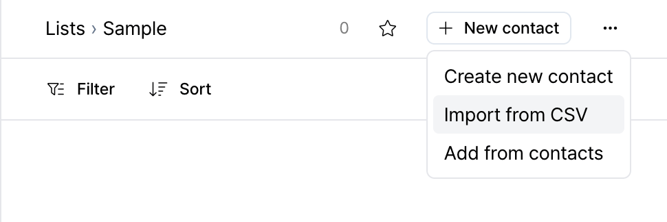 Import from CSV option