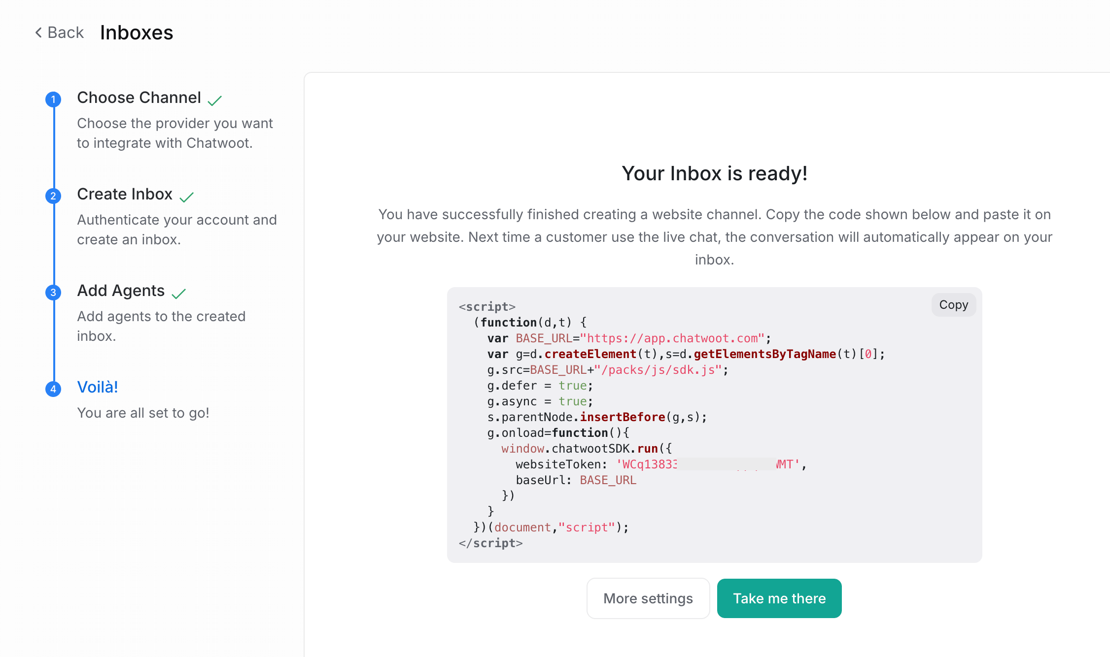 Release0.com - Chatwoot setup create inbox