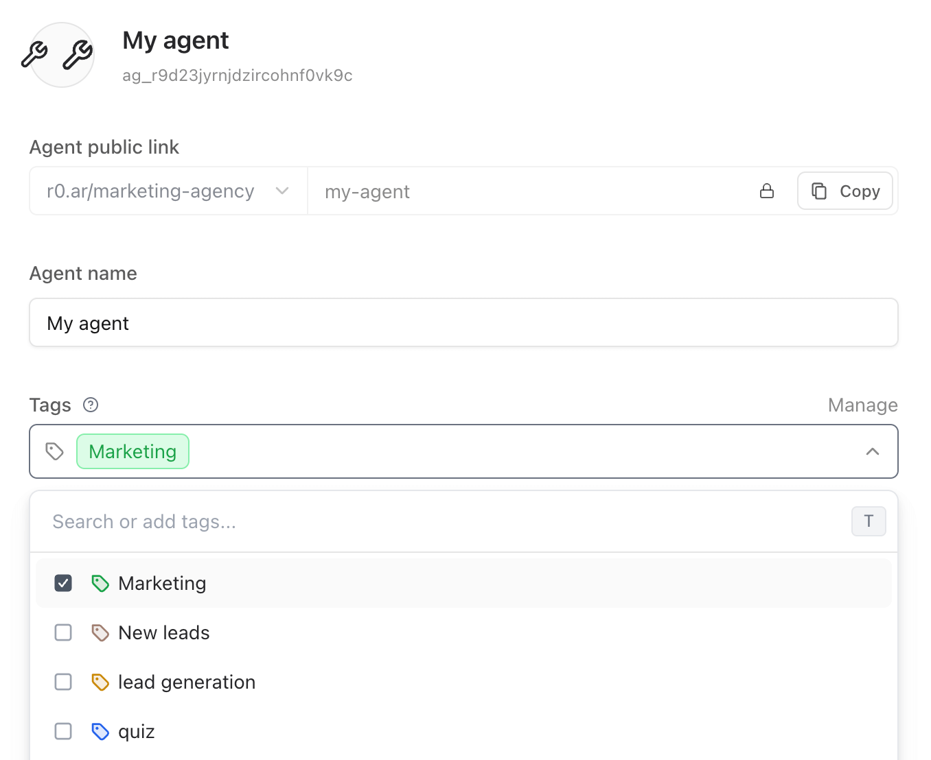 Add Tags from agent