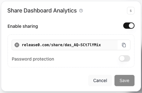 Release0.com - Shared Dashboard settings