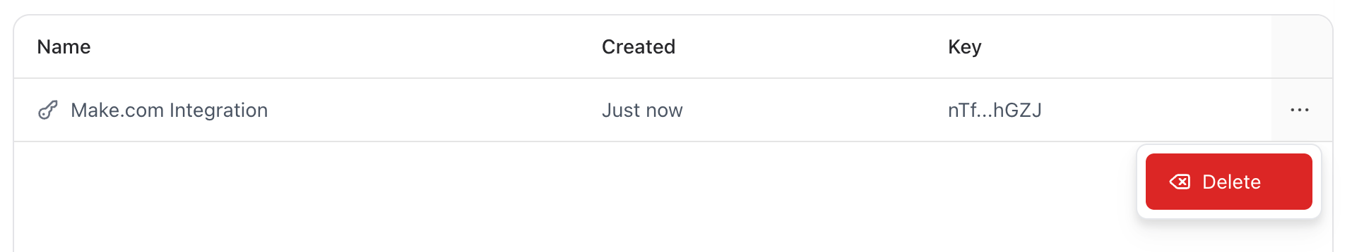 Delete API key