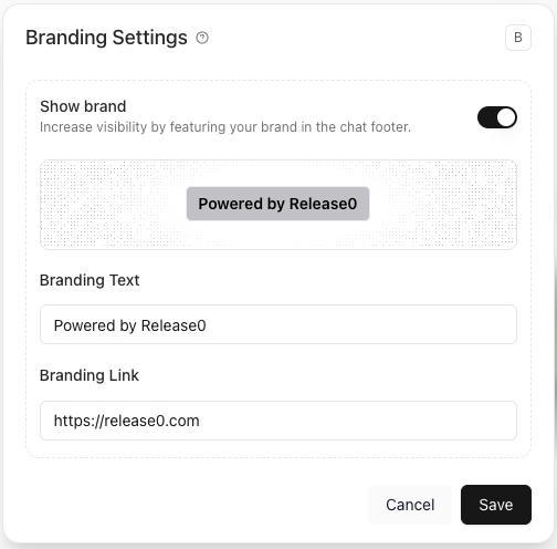 Agent branding settings