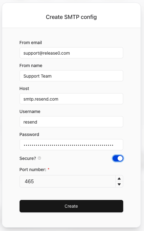 Release0.com - Resend SMTP Setup