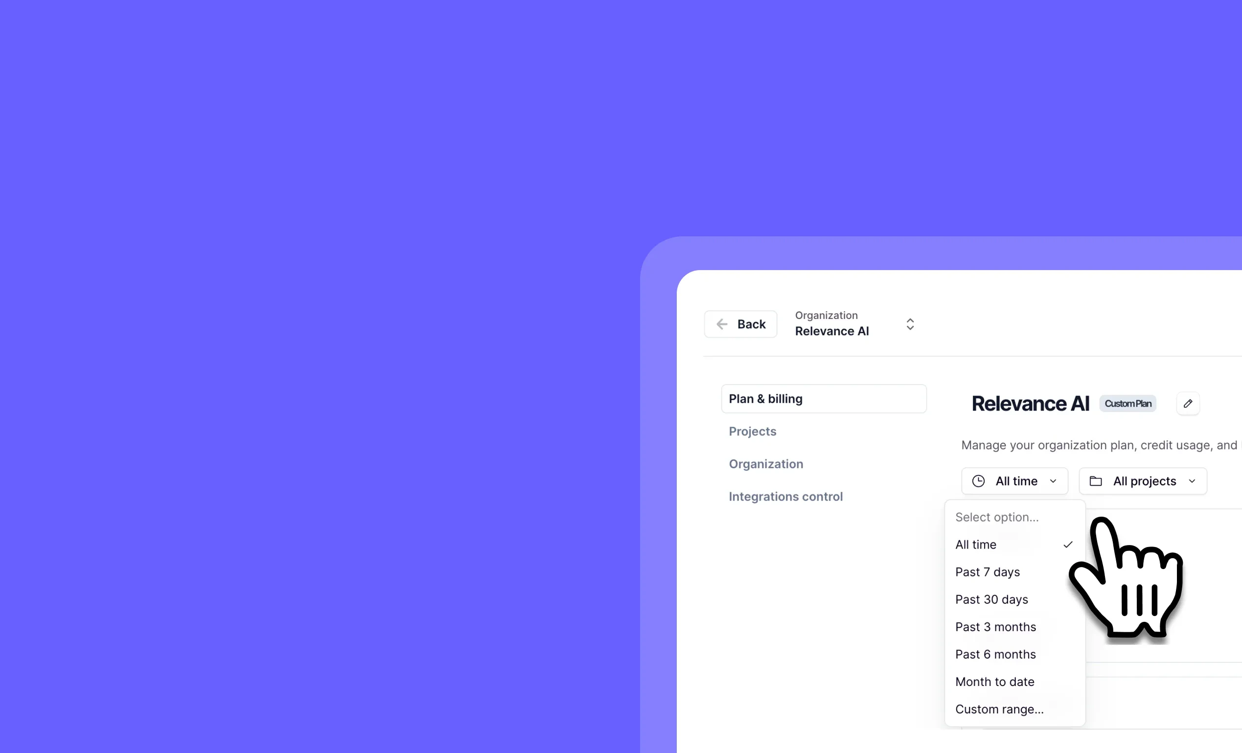 Track and compare organizational spend by project and date