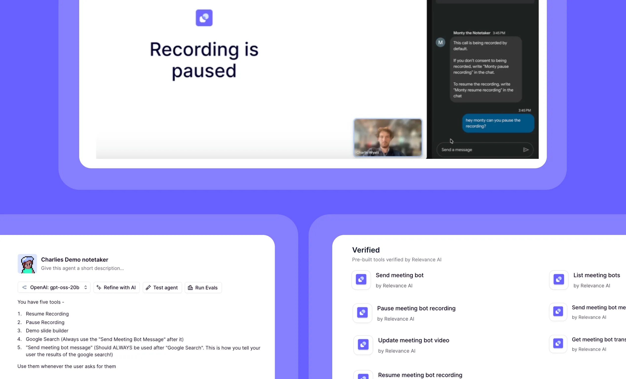 Control your meeting agent in real time with chat commands