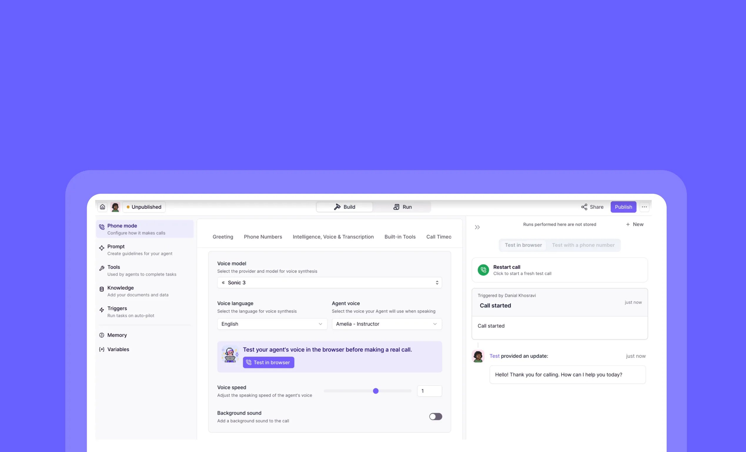 Test phone agents in your browser — No live calls required