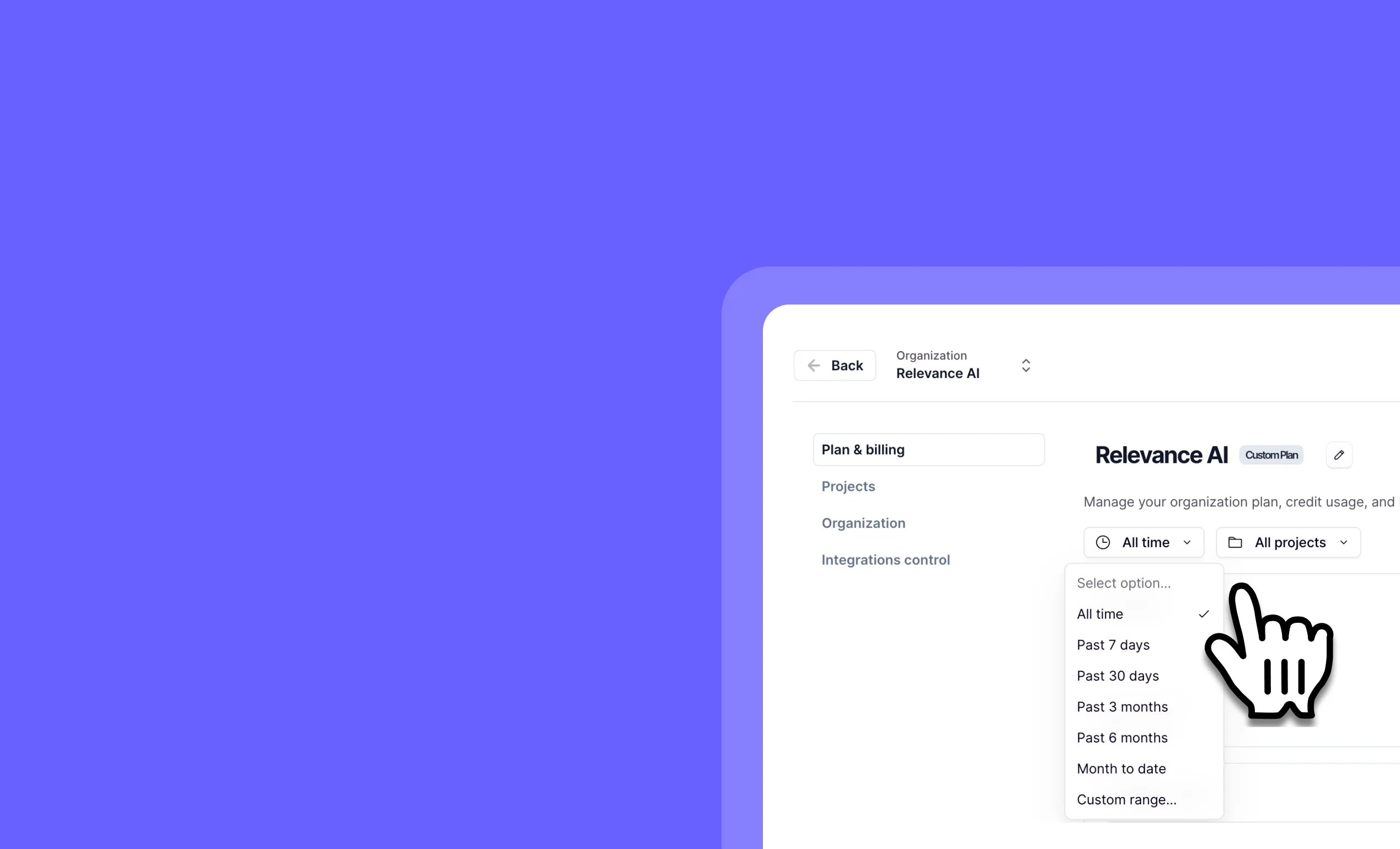 Track and compare organizational spend by project and date