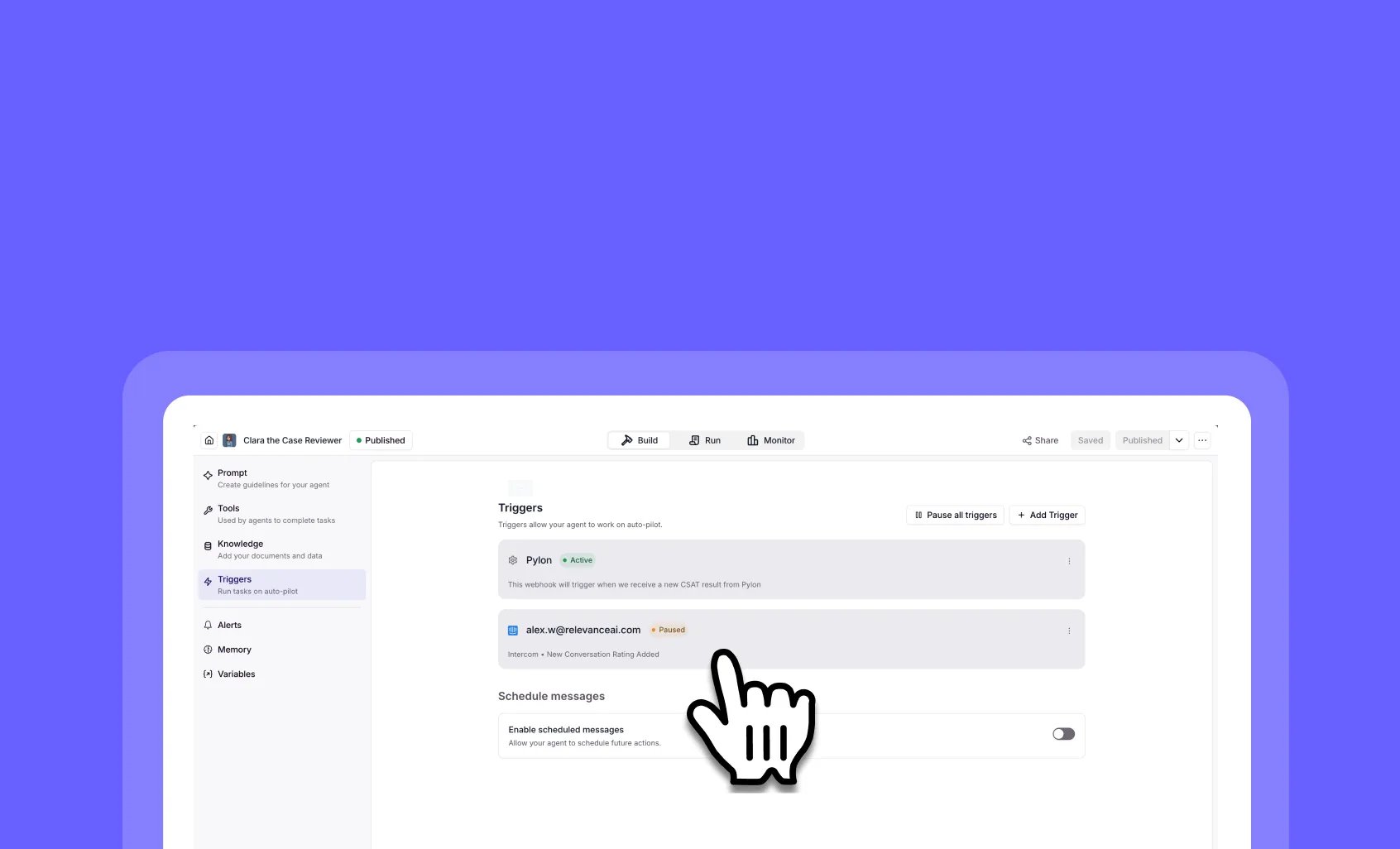 Pause, cancel, and resume agent triggers in real time