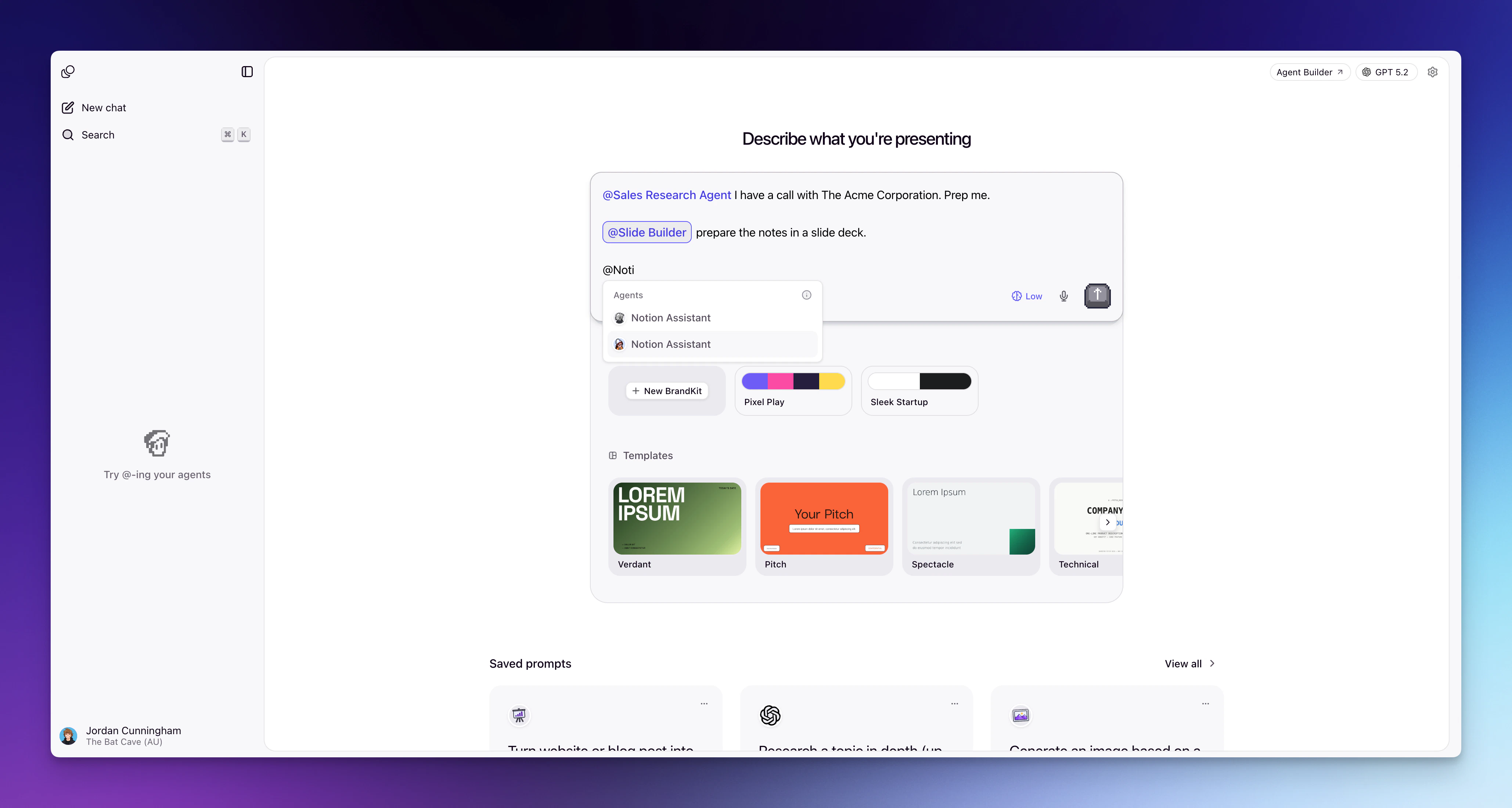 Relevance Chat — @ mention any Agent and interact with it directly.