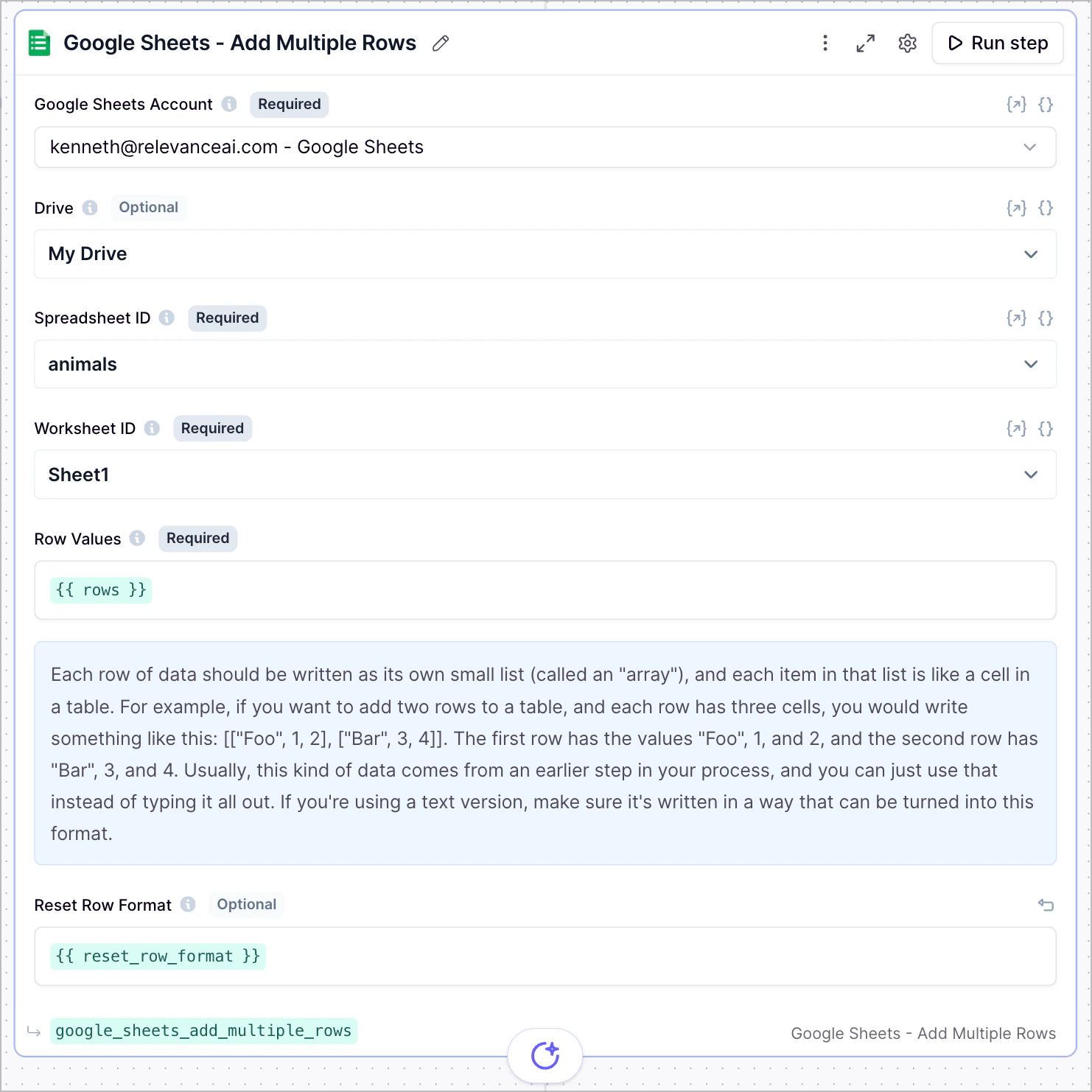 Google Sheets Add multiple rows