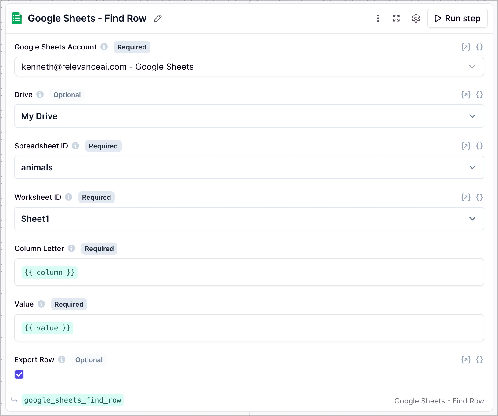 Google Sheets Find Row