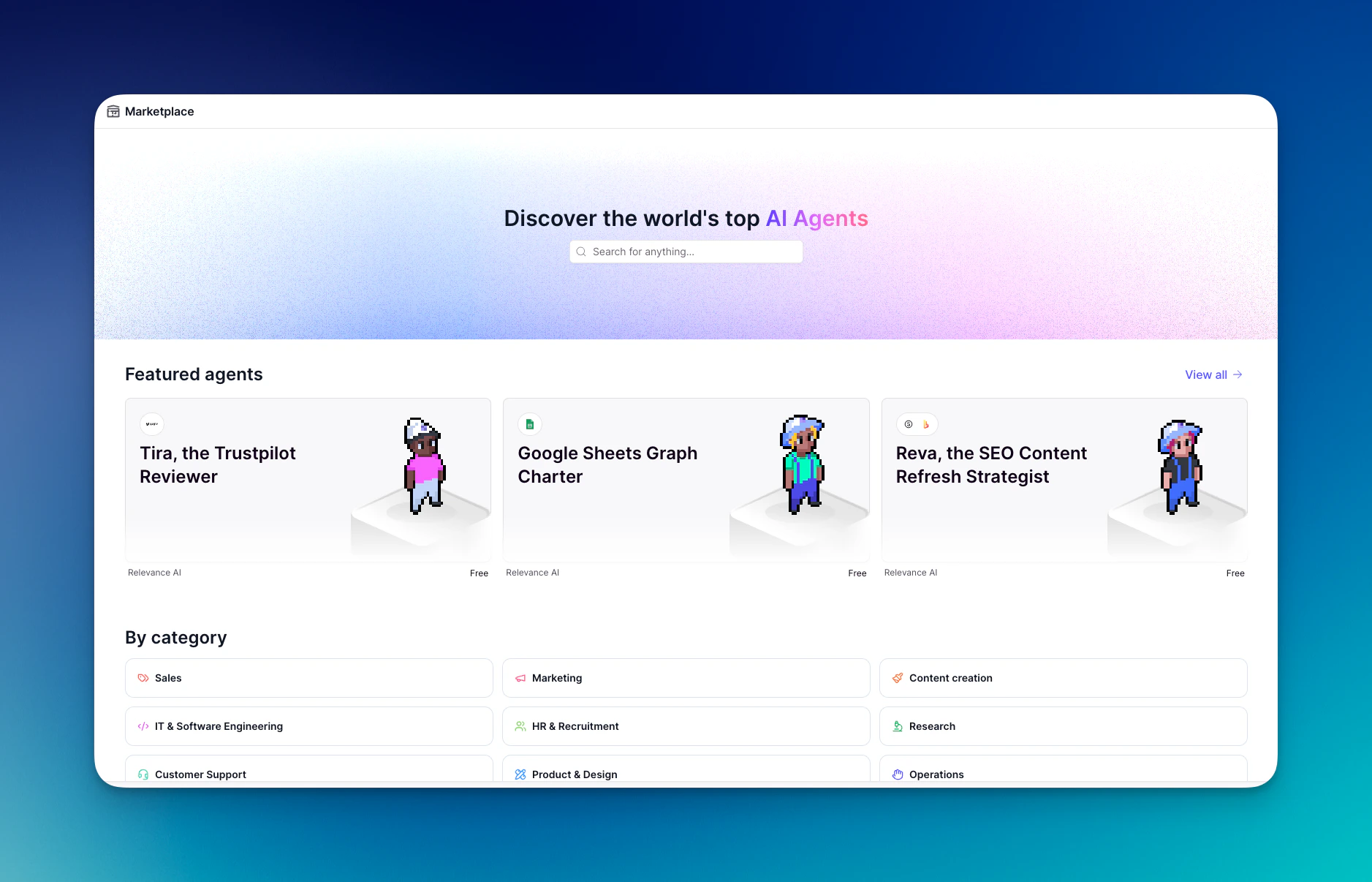 Hero image of the Marketplace