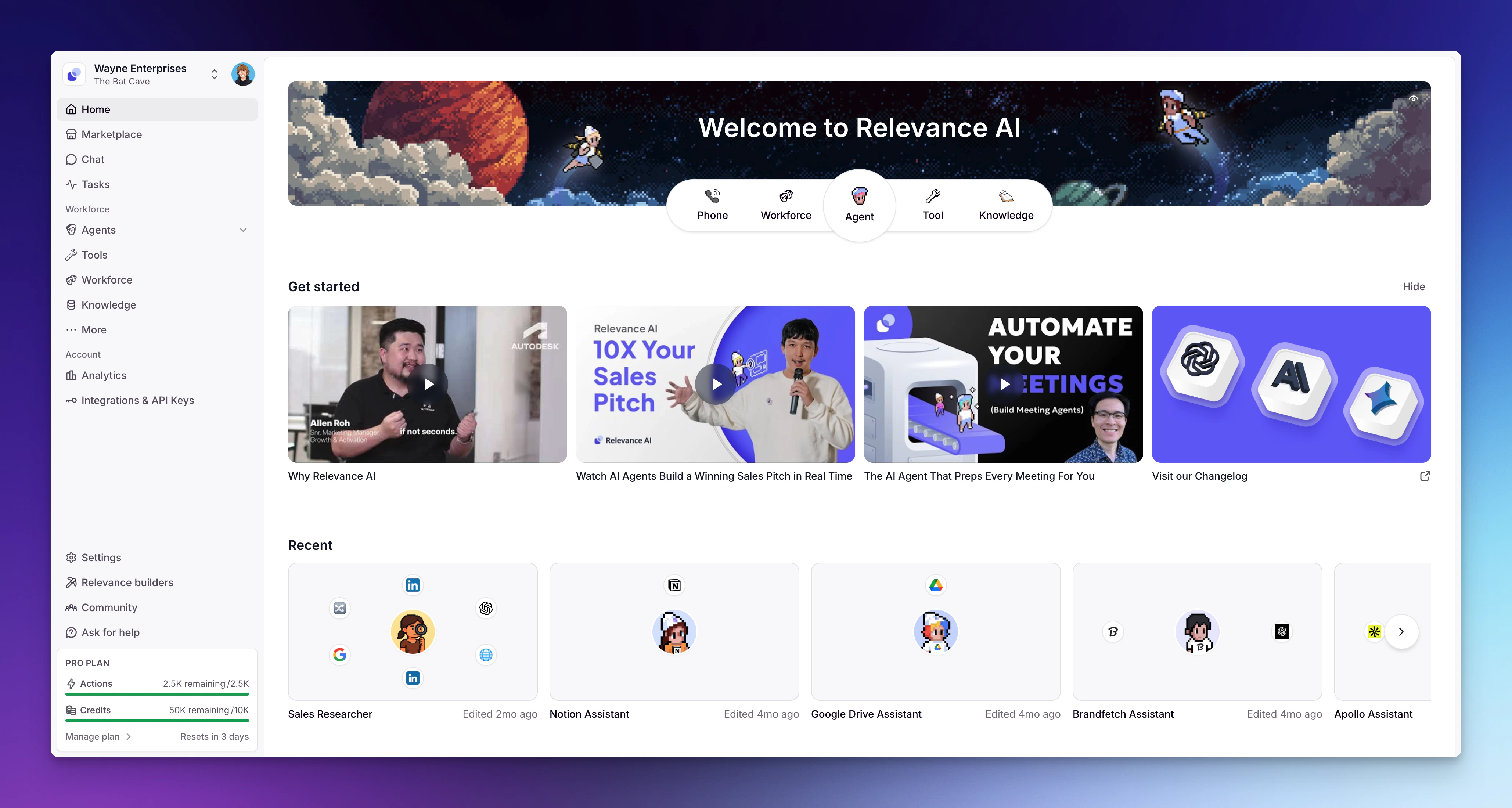 The Relevance AI platform