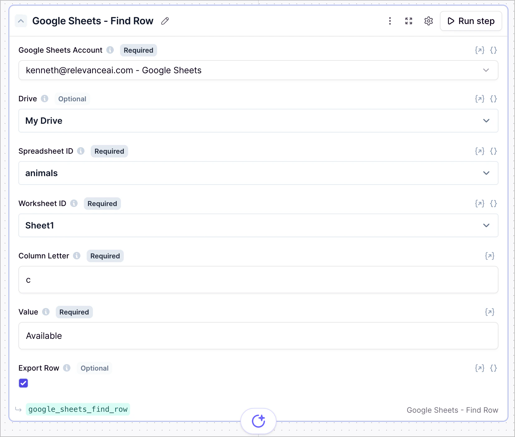 Google Sheets Find Row