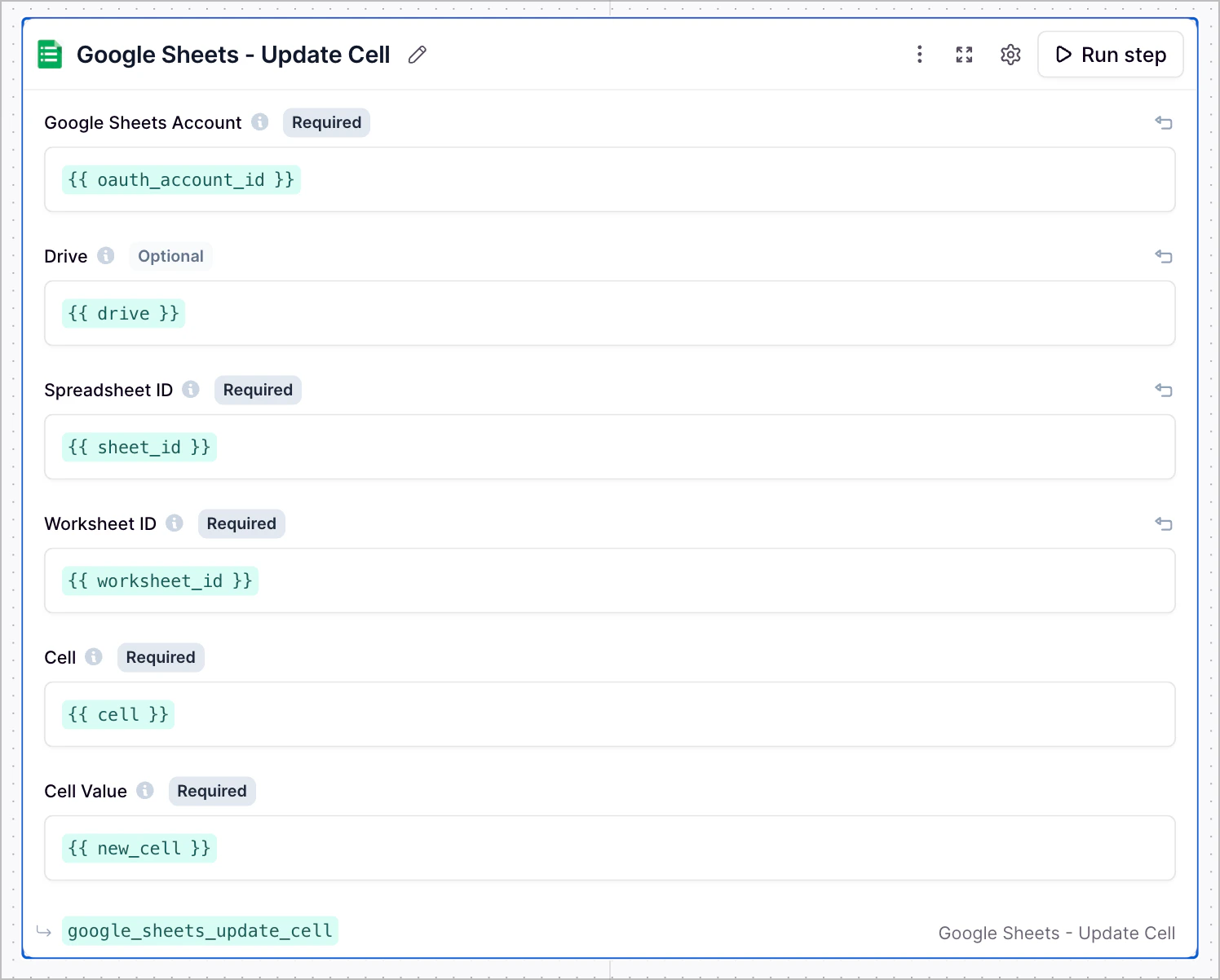 Google Sheets Update Cell