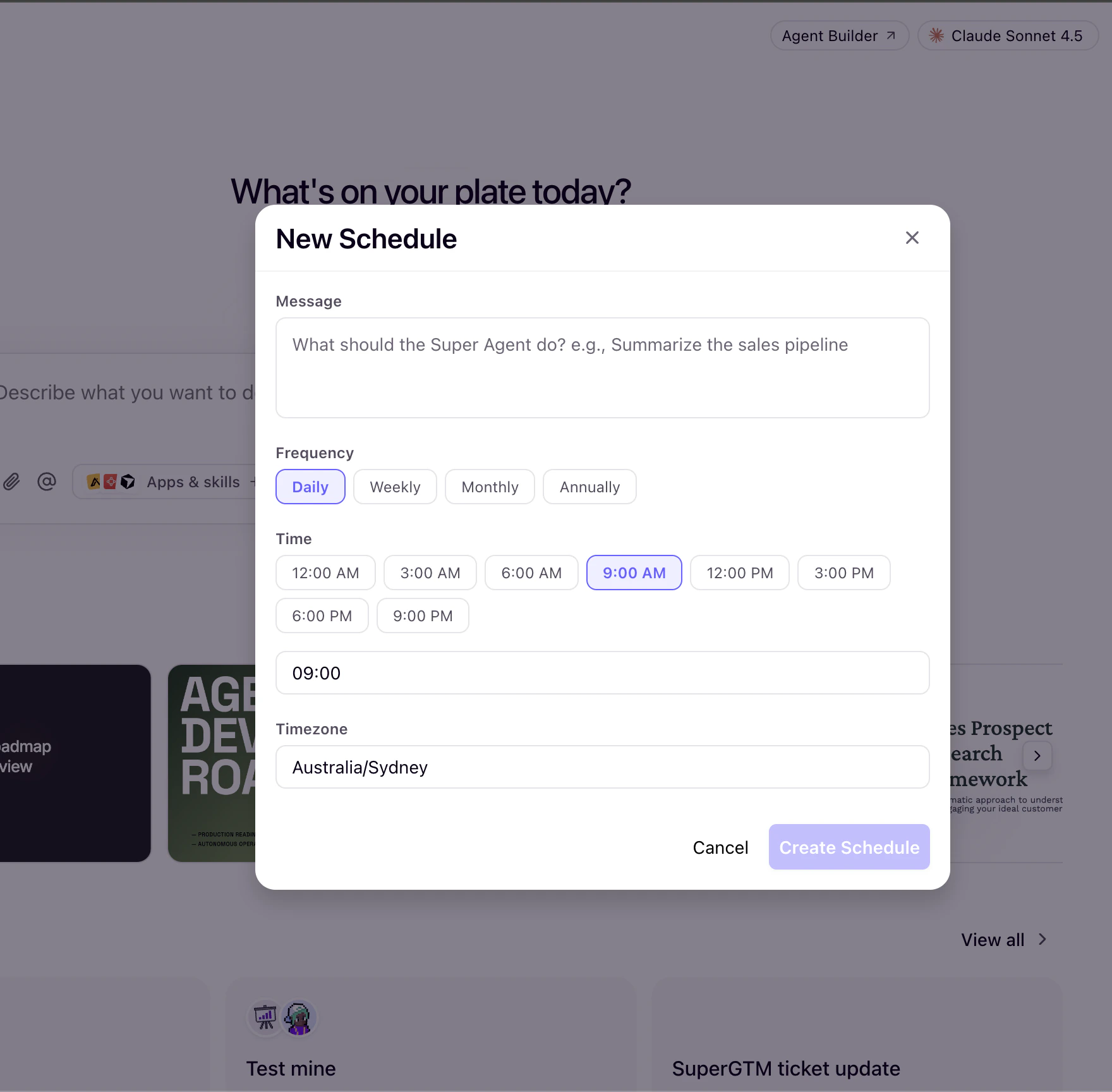 Schedule configuration for running skills automatically