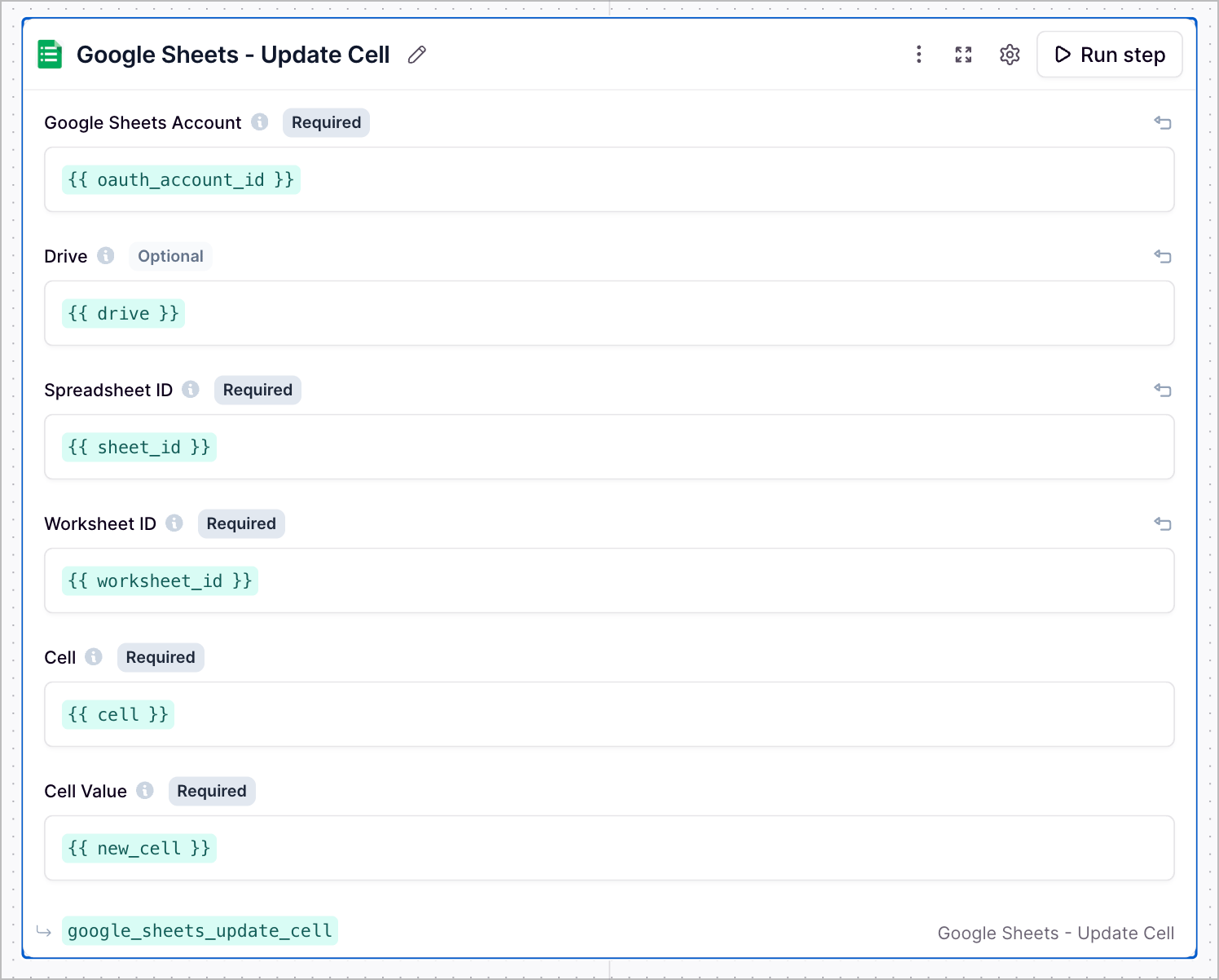 Google Sheets Update Cell