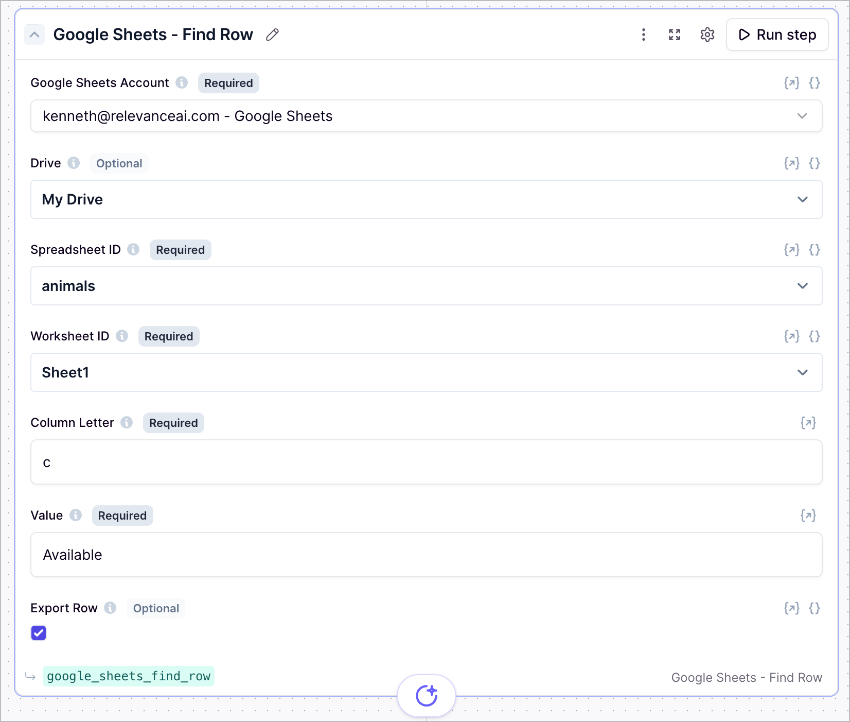 Google Sheets Find Row