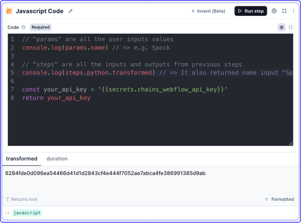 JavaScript step