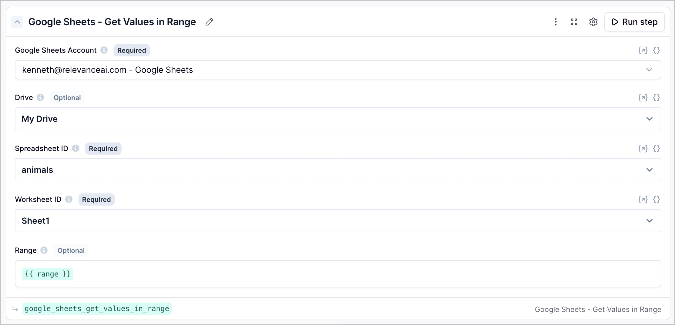 Google Sheets Get Values in Range